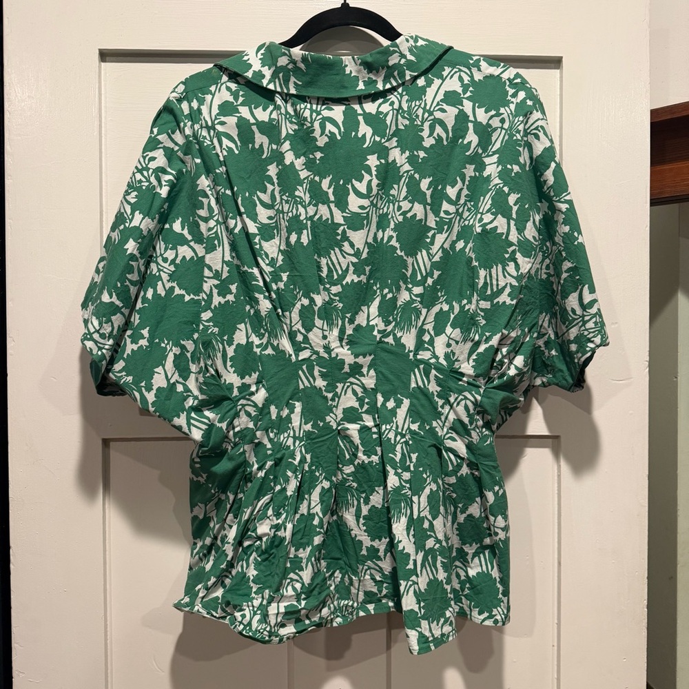 Anthropologie - The Tobie Short-Sleeve Pleated Blouse by Exquise, size XL - Picture 5 of 6